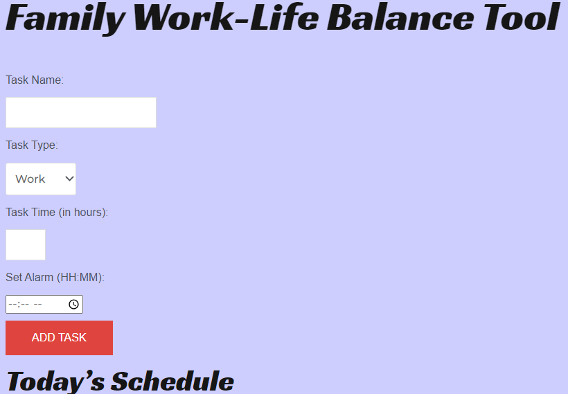 family work life balance tool